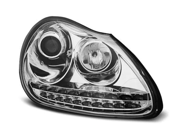 Frontlykter Xenon Lyskaster Dagslys Krom Porsche Cayenne 02-06