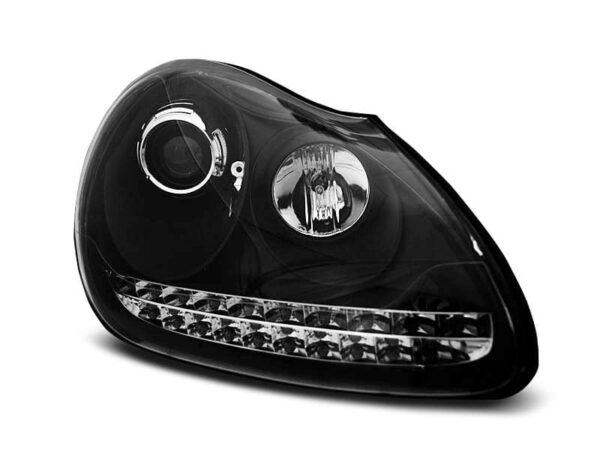 Frontlykter Xenon Lyskaster Dagslys Svart Porsche Cayenne 02-06