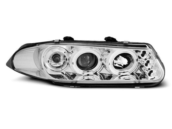 Frontlykter Rover 200 11.95-01.00 Angel Eyes Krom