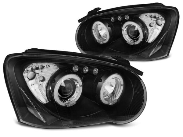 Frontlykter Subaru Impreza II GD 03-05 Angel Eyes Black