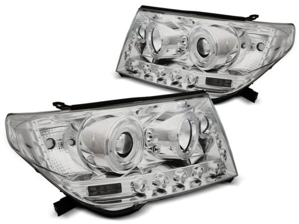 Frontlykter Toyota Land Cruiser Fj200 07-12 Angel Eyes Krom