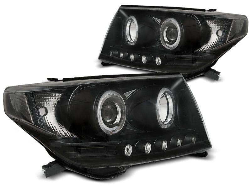 Frontlykter Toyota Land Cruiser Fj200 07-12 Angel Eyes Black