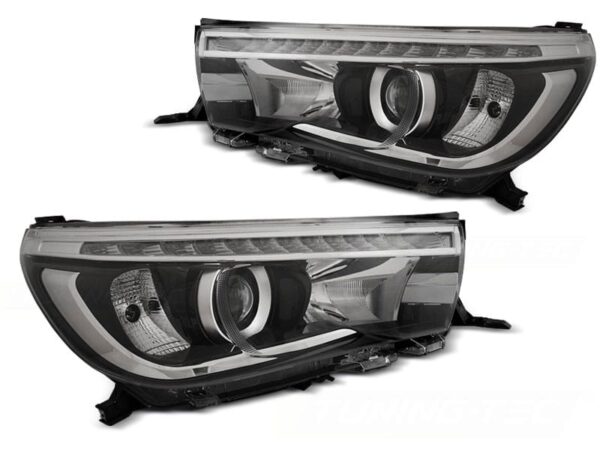 Frontlykter Toyota Hilux 16- LED-projektor True DRL Sort