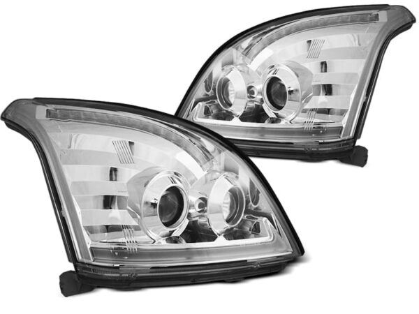 Frontlykter Toyota Land Cruiser 120 03-09 Rørlys SEQ LED Krom