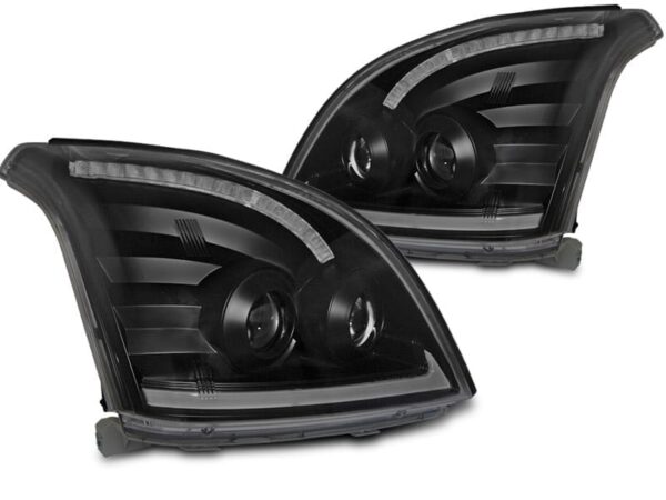 Frontlykter Toyota Land Cruiser 120 03-09 Rørlys SEQ LED Sort