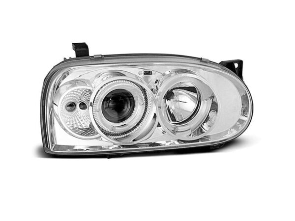 Frontlykter Angel Eyes Chrome VW Golf 3 09.91-08.97