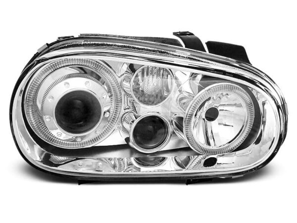 Frontlykter Angel Eyes Chrome VW Golf 4 09.97-09.03