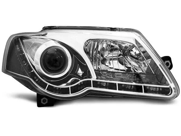 Frontlykter True DRL Chrome VW Passat B6 3C 03.05-10