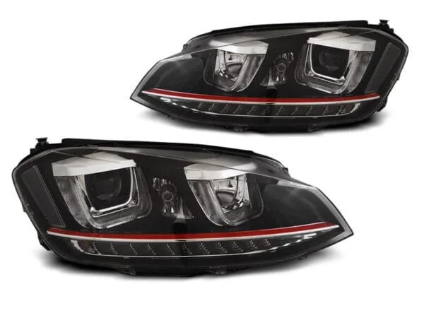 Frontlykter U-led lys DRL Sort RØD Line VW Golf 7 11.12-17